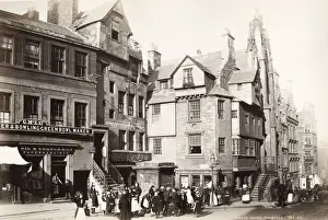 19th century vintage photograph: John Knox house Edinburgh, Scotland, c. 1890