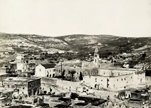Birthplace Prints: 19th century vintage photograph: Nazareth holy Land Palestin