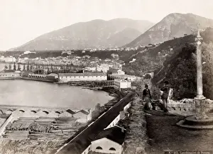 19th century vintage photograph: view of Castellammare. Castellammare di Stabia is a