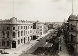 19th century vintage photograph: view of queen Steet Auckland, New Zealand, c. 1890