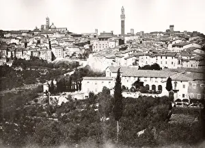 Archiecture Prints: 19th century vintage photograph - view of Siena in Italy