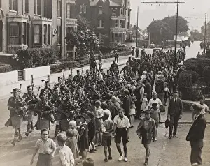 1st Battalion Highland Light Infantry march down Military Hi