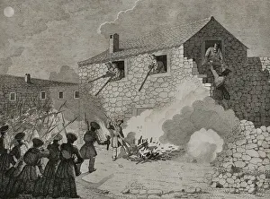 Defense Prints: 1st Carlist War (1833-1840). Attack of a house near Guernica