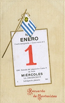 Images Dated 17th August 2016: 1st January 1908 - New Years Card - Montevideo, Uruguay