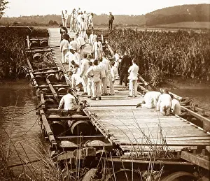 1st Sussex Regiment Royal Engineers building a bridge - WW1