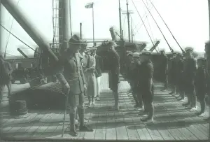 Inspecting Prints: 1st Wroxham Sea Scouts with Lord Baden Powell