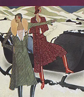 2 Ladies & Sleigh 1929