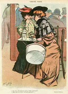 Cafe Prints: 2 Women Whisper in Cafe