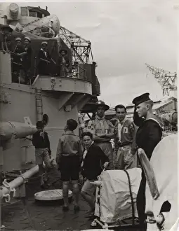 Superb Prints: 2nd and 3rd Gibraltar Scouts visiting HMS Superb