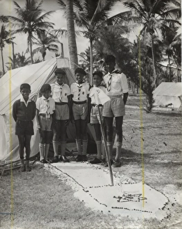 A patrol of boy scouts