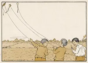 3 Boys Fly Kites 1912