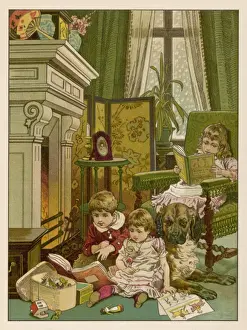 3 Children Reading 1893