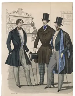 Collarless Prints: 3 Elegant Men 1844