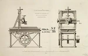 3 feet planing machine, front and side elevations