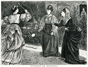 Genteel Collection: 3 LADIES PLAY BATTLEDORE 1871