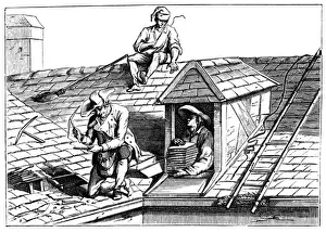 Replace Prints: 3 Men Tile a Roof