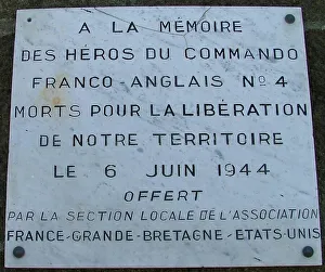 Beaches Collection: No 4 Commando Memorial Plaque, Ouistreham