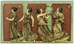 Thyrsus Prints: 4 Female Greek Dancers