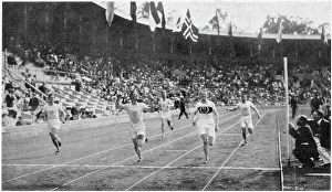 Finishing Prints: 400 metre final: 1st - Redpath, USA 2nd - Braun, Germany 3rd - Lindberg, USA Date: 1912