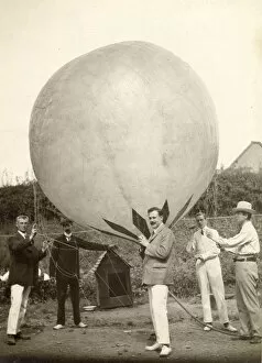 Hydrogen Collection: 500cu ft balloon being inflated with hydrogen at Netley