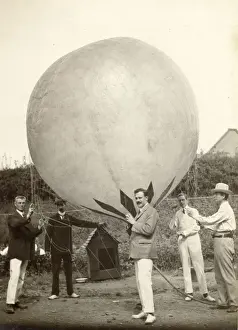 Netley Prints: 500cu ft balloon being inflated with hydrogen at Netley