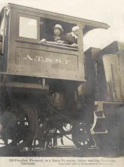 Reaching Prints: 519 President Roosevelt on a Santa Fe engine