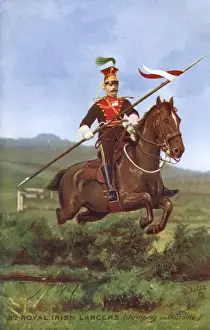 Jumps Prints: 5th Royal Irish Lancer jumping an obstacle