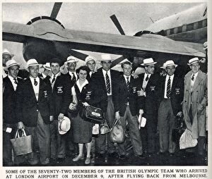 Some of the 72 members of the British Olympic Team, who arrived back from the Melbourne