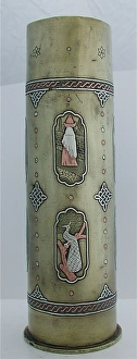 84 mm German engraved artillery shell case - Bezalel School