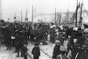 Cobble Stones Prints: 7th Division loading supplies, Ostend, Belgium, WW1