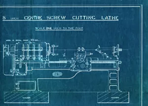 1929 Collection: 8-inch centre screw cutting lathe blueprint