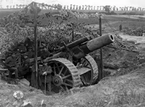Camouflaged Prints: 8 inch Howitzer and gunners near Carnoy, France, WW1
