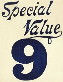 Images Dated 23rd March 2017: 9d special value shop price sign