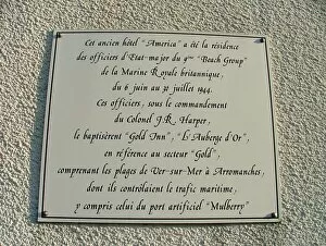 Marines Collection: 9th Beach Group Plaque, Ver sur Mer Normandy