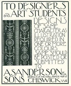 Chiswick Prints: A. Sanderson and Sons Wallpaper Advertisement