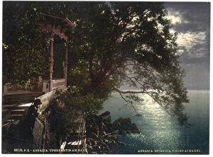 Abbazia Gallery: Abbazia, moonlight near the baths, Istria, Austro-Hungary