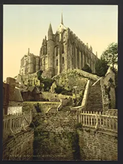 Ramparts Prints: Abbey from the ramparts, Mont St. Michel, France
