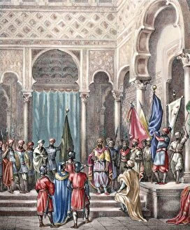 Basque Gallery: Abd ar-Rahman II, (788-852) receives the Basque ambassadors