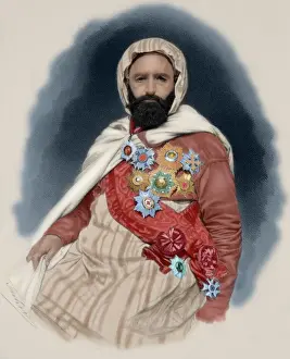 Scholar Prints: Abdelkader El Djezairi (1808-1883). Colored engraving