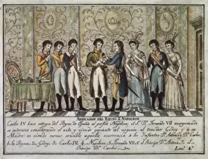 Historia Prints: Abdications of Bayonne (1808). Charles IV hands