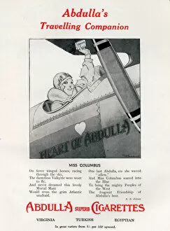 Abdulla Gallery: Abdulla cigarette advertisement featuring woman aviator