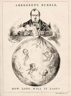 Images Dated 9th April 2021: Aberdeens bubble. How long will it last? Satirical cartoon about Lord Aberdeen s
