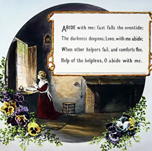Hymn Prints: Abide with me, magic lantern projection slide, verse 1