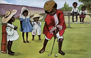 Aboriginal Prints: Aboriginal boy playing golf