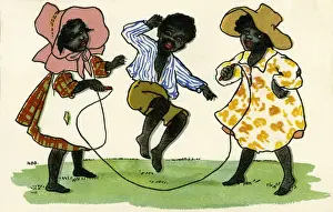 Aboriginal Prints: Aboriginal children skipping