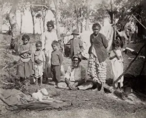 Rustic Prints: Aboriginal family group, Queensland Australia