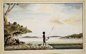 An Aboriginal family in a harbour landscape An Aboriginal family in a harbour landscape