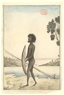Watling Prints: Aboriginal man armed for combat