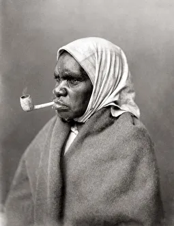 Ethnicity Prints: Aboriginal woman smoking a pipe, Australia, c. 1890