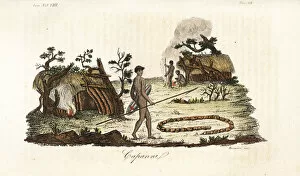 Aborigine huts and village in West Australia